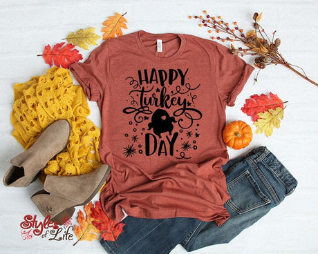 Happy Turkey Day, Ladies, Shirt, Bella Canvas, Fall Collection, Cute Thanksgiving Shirt