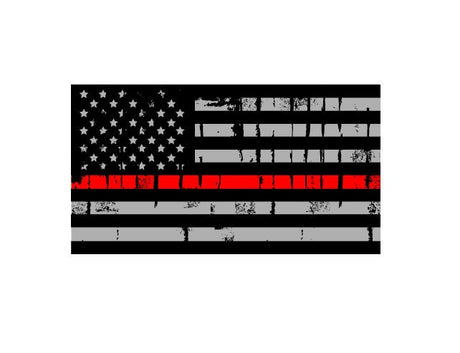 Decal Red Line American Flag Grunge Fireman Die Cut Vinyl