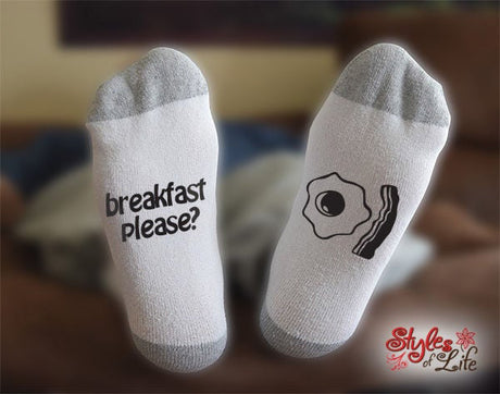 Breakfast Please Bacon and Eggs Socks