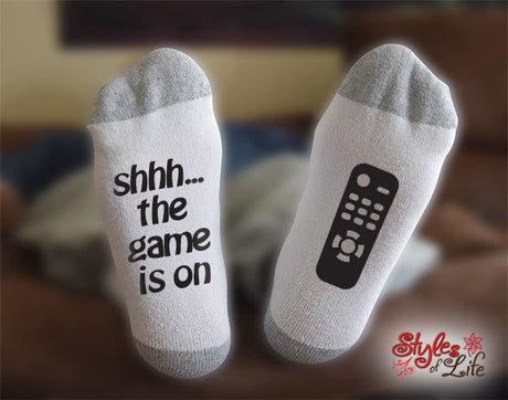 Shhh... The Game Is On Remote Control Socks