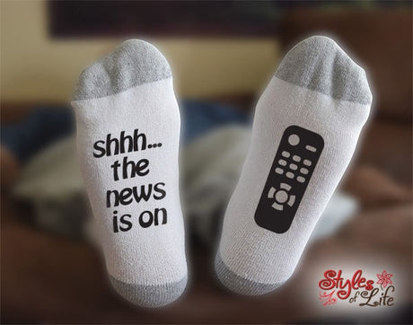 Shhh... The News Is On Remote Control Socks