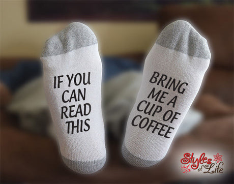 If You Can Read This Bring Me A Cup Of Coffee Text Socks