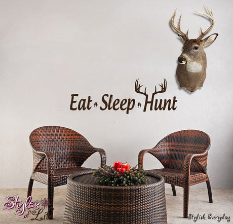 Eat Sleep Hunt Deer Antler Wall Decor Wall Words Decal