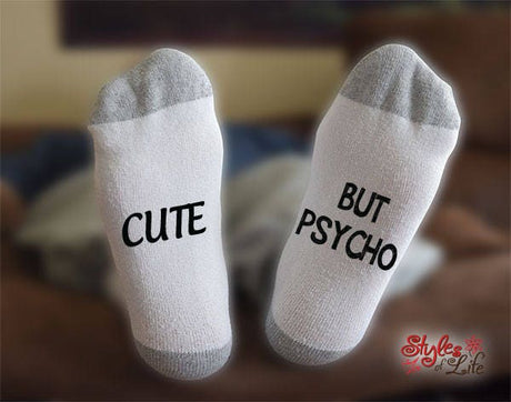 Cute But Psycho Socks, Gift For Her, Socks For Her, Cute Socks