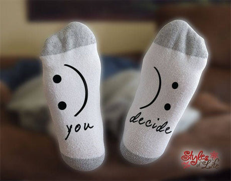 Happy Sad Socks, You Decide, Funny Socks, Gift For Her, Socks For Her