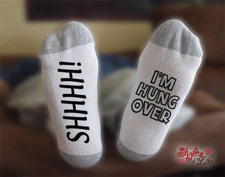 Shhh I'm Hungover Socks, Drunk Socks, Funny Beer Socks, Gift For Him, Gift For Her