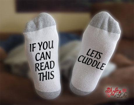 Lets Cuddle Socks, If You Can Read This, Snuggle Socks, Cuddle Socks, Lover Socks Gift For Her, Gift For Him