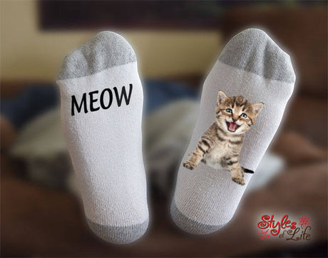 Meow Kitty Cat Socks, Anniversary Gift, Gift For Her, Gift For Wife, Gift For Girlfriend