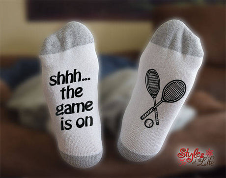 Tennis Socks, Shhh The Game Is On, Gift For Her, Gift For Him, Gift For Wife, Gift For Husband