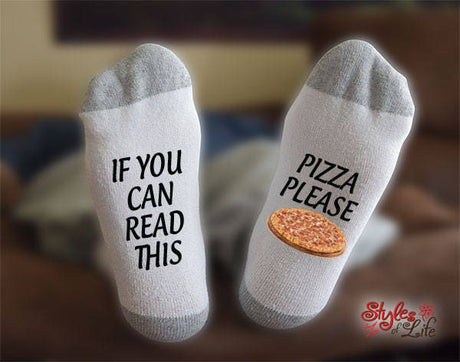 Pizza Please Socks, If You Can Read This, Pizza Lovers Socks, Gift For Him, Gift For Her