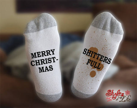 Shitters Full Socks, Merry Christmas, Gift For Her, Gift For Him, Gift For Wife, Gift For Husband