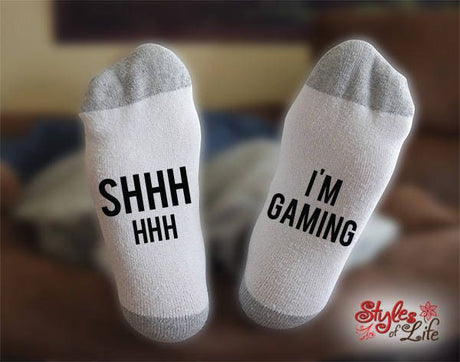 Shhh I'm Gaming Socks, Gift For Her, Gift For Him, Gift For Wife, Gift For Husband, Gift For Gamer