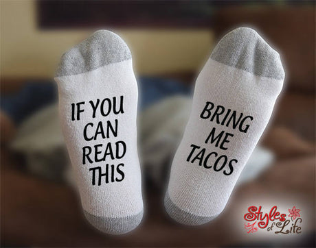 Bring Me Tacos Socks, Taco Lovers Socks, Gift For Him, Gift For Her, If You Can Read This, Cinco De Mayo