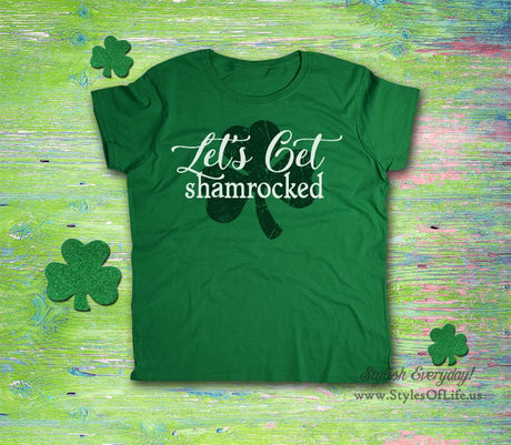 Women's St. Patricks Day Shirt, Let's Get Shamrocked, Stein Mugs, Irish Wine, Shamrock, Green Shirt, Irish Tee, Funny