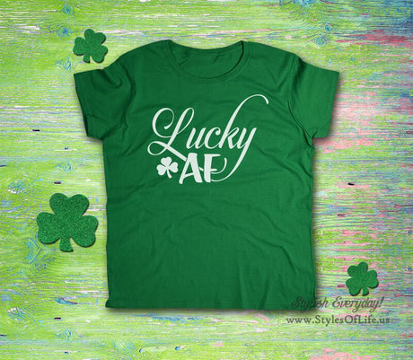 Women's St. Patricks Day Shirt, Lucky AF, Irish Shirt, Shamrock, Green Shirt, Irish Tee, Funny