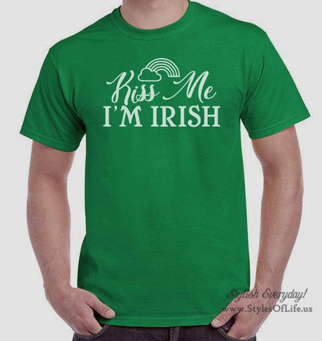 Men's St. Patricks Day Shirt, Kiss Me I'm Irish, Rainbow, Irish Shirt, Shamrock, Green Shirt, Irish Tee, Funny