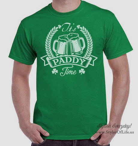 Men's St. Patricks Day Shirt, It's Paddy Time, Irish Shirt, Shamrock, Green Shirt, Irish Tee, Funny