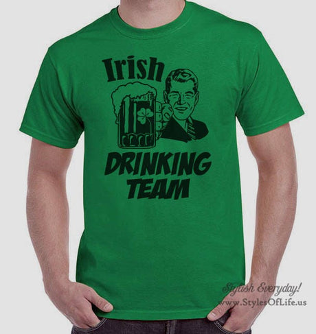 Men's St. Patricks Day Shirt, Irish Drinking Team Retro Man Holding Beer, Irish Shirt, Shamrock, Green Shirt, Irish Tee, Funny