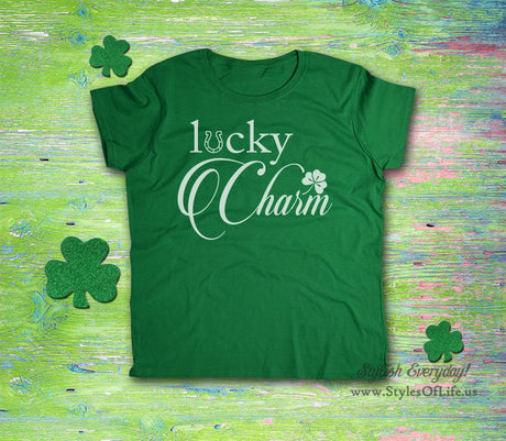 Women's St. Patricks Day Shirt, Lucky Charm Horseshoe, Lucky Irish Shirt, Shamrock, Green Shirt, Irish Tee, Funny