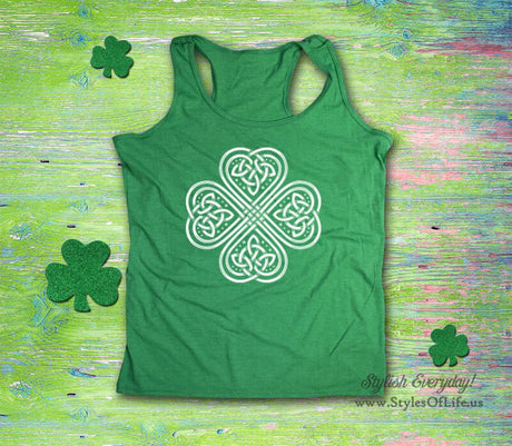 Women's St. Patricks Day Tank Top, Shamrock Design, Irish Shirt, Shamrock, Green Shirt, Irish Tee, Funny