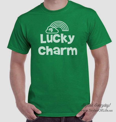 Men's St. Patricks Day Shirt, Lucky Charm Rainbow, Irish Shirt, Shamrock, Green Shirt, Irish Tee, Funny