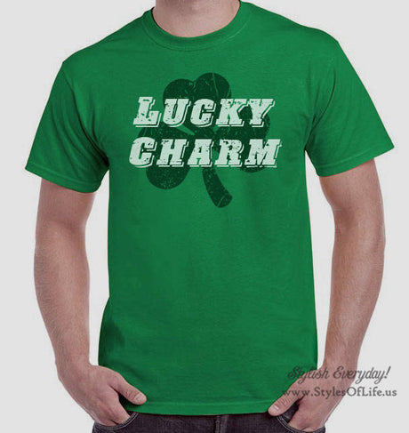 Men's St. Patricks Day Shirt, Lucky Charm Grunge, Irish Shirt, Shamrock, Green Shirt, Irish Tee, Funny