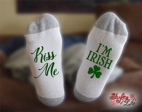 St. Patrick's Day Socks, Kiss Me I'm Irish, Green Socks, Irish Socks For Men and Women