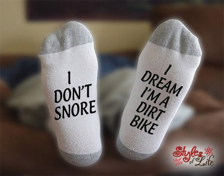 I Don't Snore I Dream I'm A Dirt Bike, Gift For Him, Gift For Her, Funny Socks