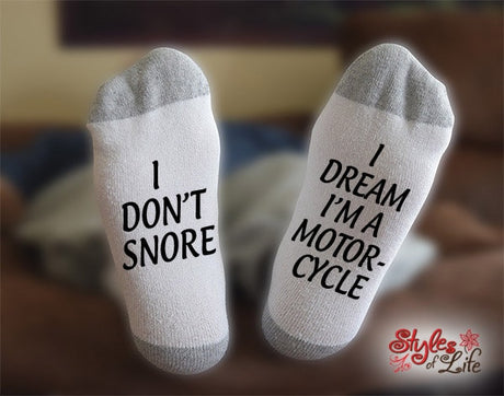 I Don't Snore I Dream I'm A Motorcycle, Gift For Him, Gift For Her, Funny Socks