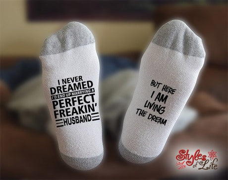 Perfect Freakin Husband, Socks, Gift For Her, Socks for Her, Funny Gift For Wife, Wife Gift