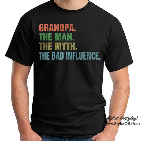 Grandpa The Man The Myth The Bad Influence, T-Shirt, Funny Shirt, Gift For Grandpa, Fathers Day Shirt