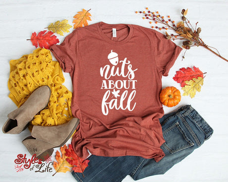 Nuts About Fall, Acorn, Womens, Ladies, Shirt, Bella Canvas, Fall Collection, Cute Fall