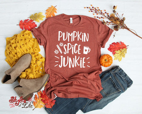Pumpkin Spice Junkie, Womens, Ladies, Shirt, Bella Canvas, Fall Collection, Cute Fall