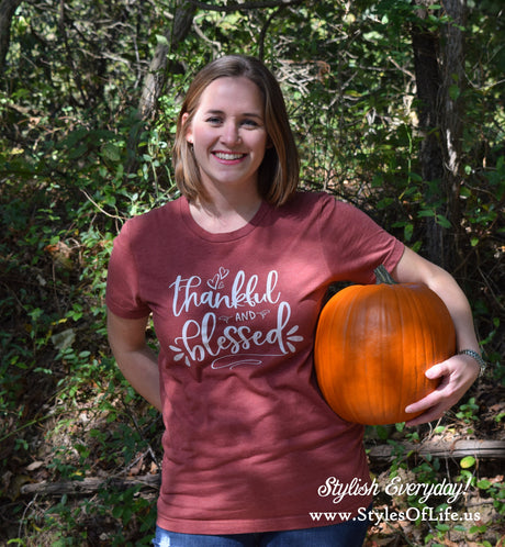 Thankful And Blessed, Womens, Ladies, Shirt, Bella Canvas, Fall Collection, Cute Fall, Thanksgiving