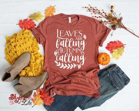 Leaves Are Falling Autumn Is Calling, Leaf Flourish, Womens, Ladies, Shirt, Bella Canvas, Fall Collection, Cute Fall