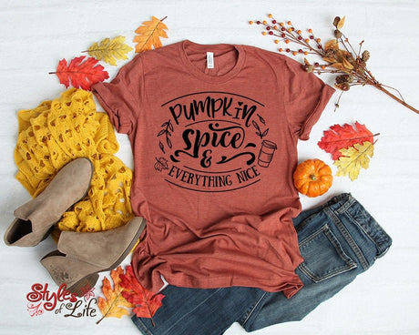 Pumpkin Spice And Everything Nice, Womens, Ladies, Shirt, Bella Canvas, Fall Collection, Cute Fall