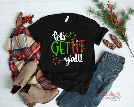 Lets Get Lit Yall, Womens Christmas Shirt, Family, Mother, Ladies, Shirt, Bella Canvas, Fall Collection, Cute Fall, Thanksgiving