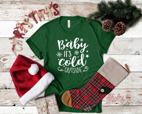 Baby It's Cold Outside, Womens Christmas Shirt, Ladies, Shirt, Bella Canvas, Christmas Party