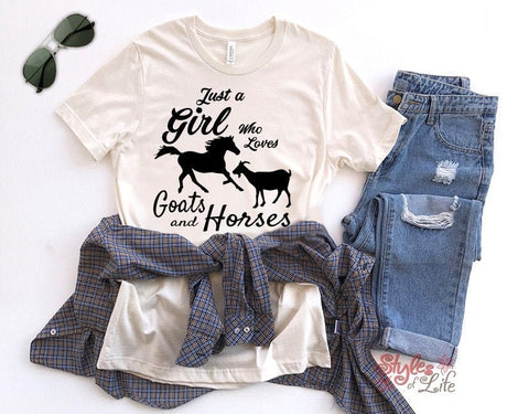Goats And Horses, Just A Girl Who Loves, Farm Shirt, Gift For Her, Girl