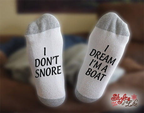 Boat Socks, I Don't Snore, I Dream, Gift for Sailer, Fisherman, Birthday, Christmas, Gift For Him, Gift For Her