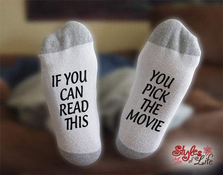 You Pick The Movie Socks, If You Can Read This, Birthday, Christmas, Gift For Him, Gift For Her