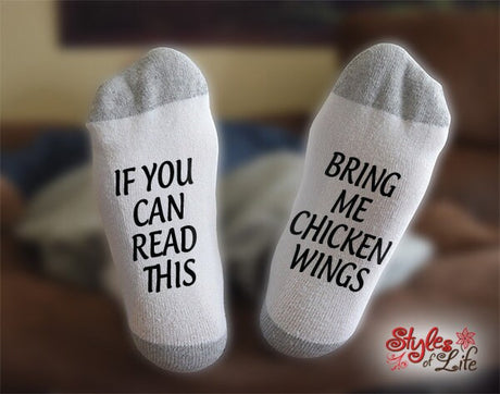 Chicken Wings Socks, If You Can Read This Bring Me, Birthday, Christmas, Gift For Him, Gift For Her, Food Lover