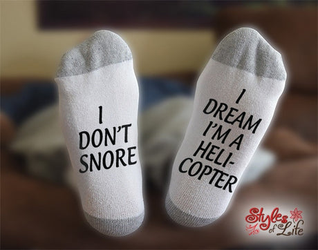 Helicopter Socks, I Don't Snore I Dream I'm A, Birthday, Christmas, Gift For Him, Gift For Dad