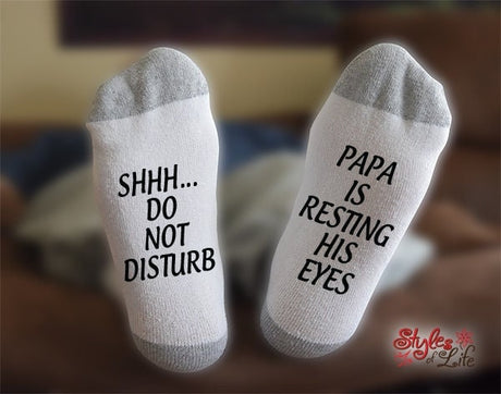 Papa Is Resting His Eyes, Do Not Disturb, Socks, Fathers Day Gift, Gift For Dad, Gift For Grandpa, Gift For Him