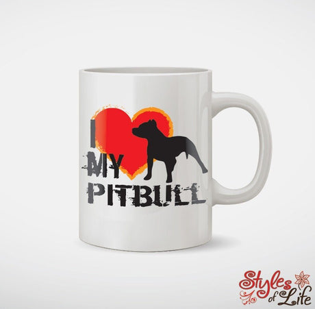 I Love My Pitbull Dog Coffee Mug