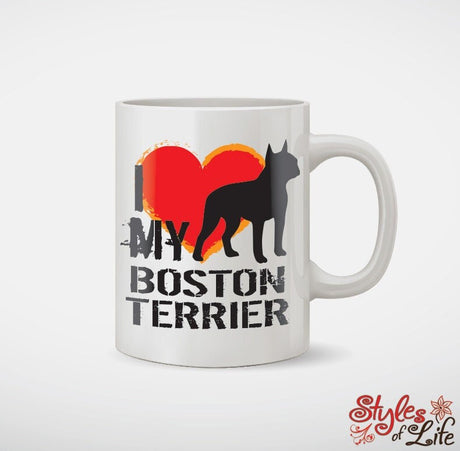 I Love My Boston Terrier Dog Coffee Mug