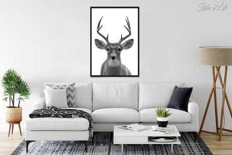 White Tailed Deer Print, Whitetail, Antler, Livingroom Art, Farmhouse Wall Decor, Poster