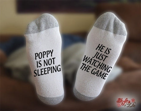 Poppy Watching The Game, I'm Not Sleeping, Socks, Fathers Day Gift, Gift For Him