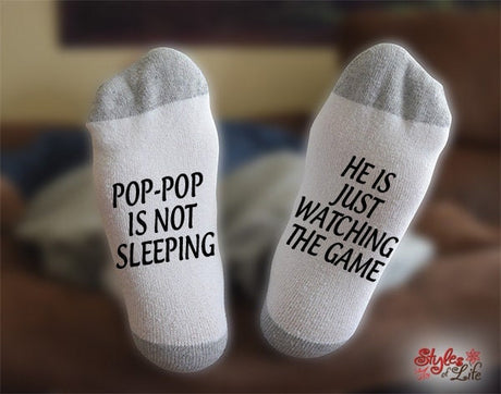 Pop Pop Watching The Game, I'm Not Sleeping, Socks, Fathers Day Gift, Gift For Him