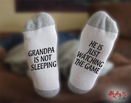 Grandpa Watching The Game, I'm Not Sleeping, Socks, Fathers Day Gift, Gift For Him